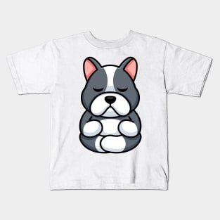 Cute baby dog meditation cartoon Kids T-Shirt
